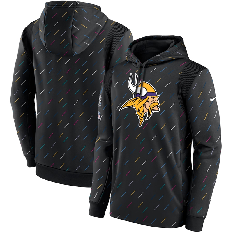 Men's Minnesota Vikings 2021 Charcoal Crucial Catch Therma Pullover Hoodie